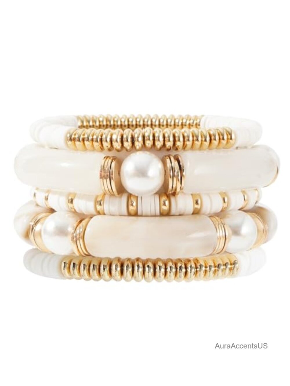 Chunky Gold Plated Bangle Bracelet Stacking Elastic Women's Jewelry